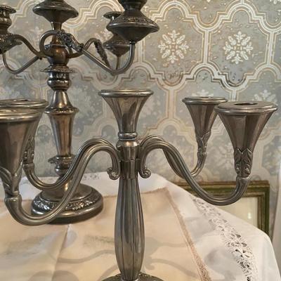 Three Silver Plate Candelabra