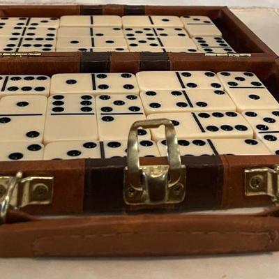 Set of 27 Dominoes in Faux Leather Carry Case w/ Handle