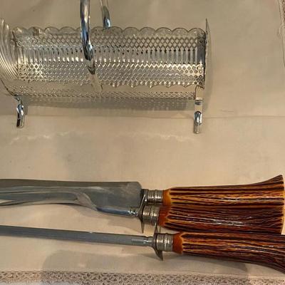 Vintage Forge Carving Set Faux Stag Handles 3 Piece Set