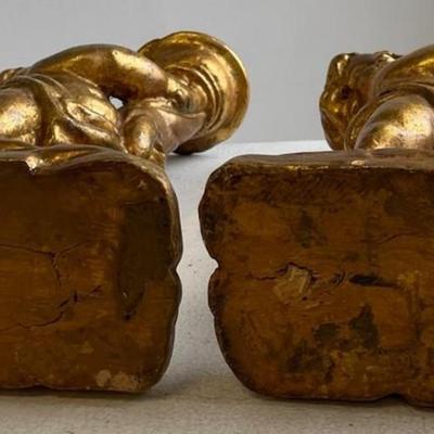 Two Gilt Cherubs on Gilt Stand