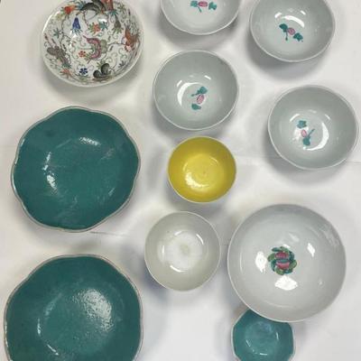 12 Antique Chinese Collectible Porcelain Dishes