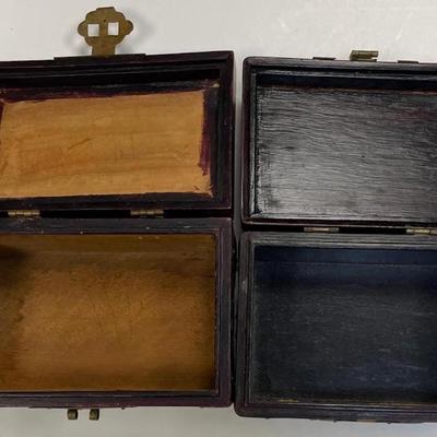 Two Chinese Rose Wood Jade Jewelry Boxes