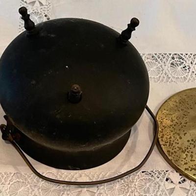Small Art Deco Pot with Ladle and Brass Cover