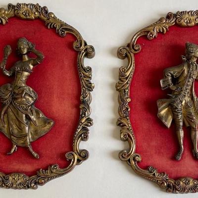 Two French Wall Hanging Plaque Figurines Modello Depositato