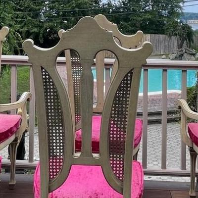Six Victorian Style Burgundy Red Dinning Chairs