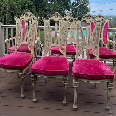 Six Victorian Style Burgundy Red Dinning Chairs