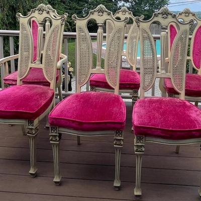 Six Victorian Style Burgundy Red Dinning Chairs