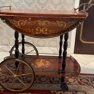 Inland Wood Marquetry Liquor Bar/Coffee Trolly