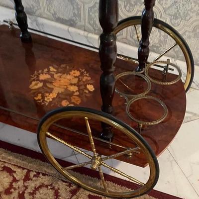 Inland Wood Marquetry Liquor Bar/Coffee Trolly