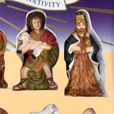 HOLIDAY CLASSICS ~ 9 Piece Hand Painted Porcelain Nativity