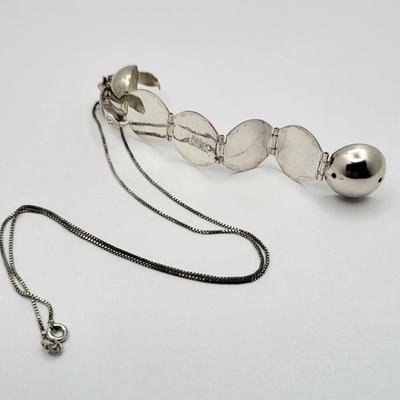 Unique Design Sterling Silver Ball Locket Necklace 13.9gr