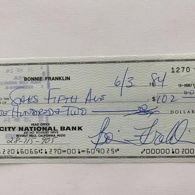Bonnie Franklin signed check