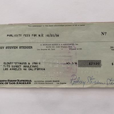 Rod Steiger signed check