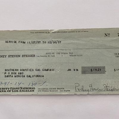 Rod Steiger signed check
