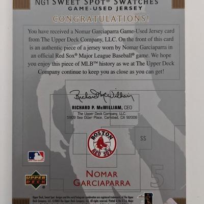 Nomar Garciaparra Baseball Trading Card with Game Used Jersey Swatch - Upper Deck Sweet Spot #NG1 2003