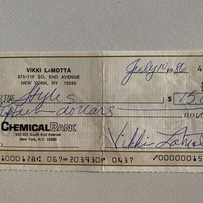Vikki LaMotta signed check