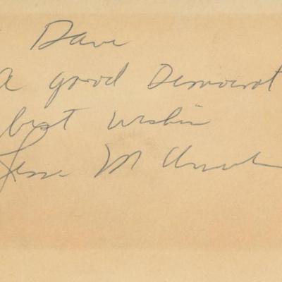 Jesse Unruh signed note