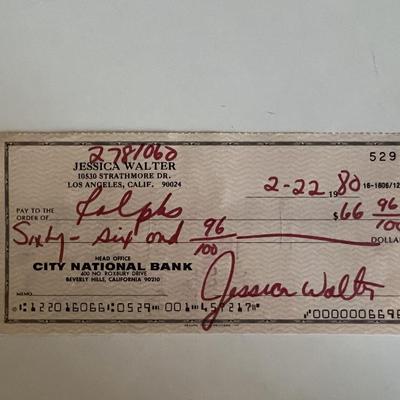 Jessica Walter signed check