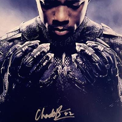 Black Panther Chadwick Boseman signed movie photo