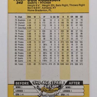 Don Robinson Signed Baseball Trading Card - Fleer #342 1989