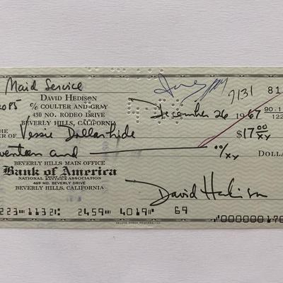 David Hedison signed check