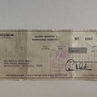 Quinn Martin signed check