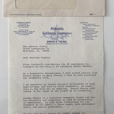 CA Assemblyman Bruce E. Young signed letter