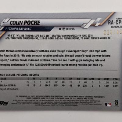 Colin Poche Signed Baseball Trading Card - Topps Chrome No. 19 of 499 2020