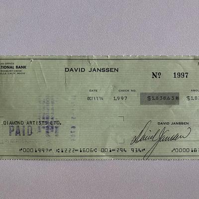 David Janssen signed check