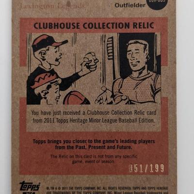 Delino DeShields Jr. Baseball Trading Card with Game Worn Jersey Swatch - Topps Clubhouse Collection # CCR-DDS 2011 No. 51 of 199