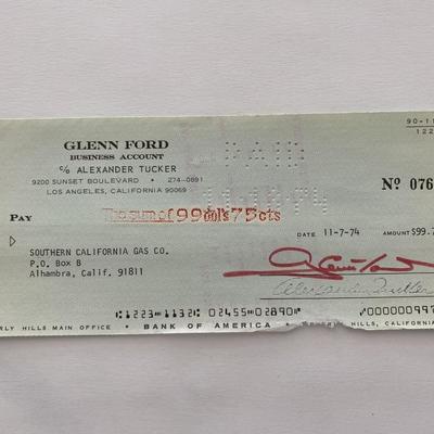 Glenn Ford signed check