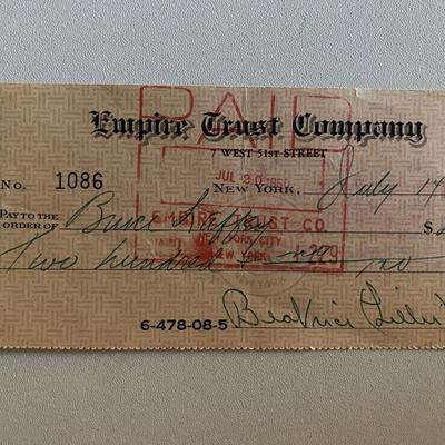 Beatrice Lillie, Lady Peel signed check