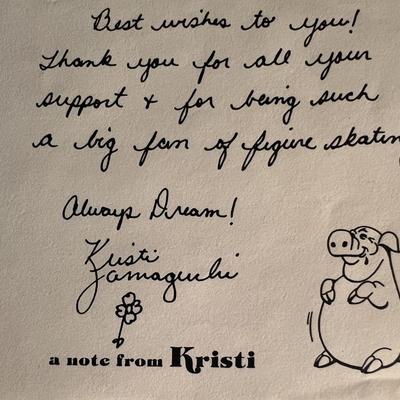 Kristi Yamaguchi handwritten/ signed letter
