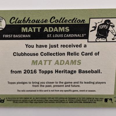 Matt Adams Baseball Trading Card with Game-Used Jersey Swatch - Topps Heritage Clubhouse Collection #CCR-MA 2016