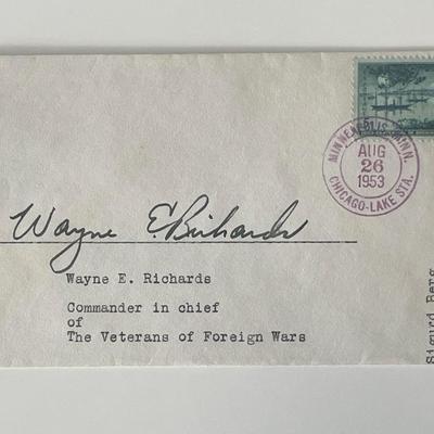 Veterans of Foreign Wars Wayne E. Richards signed cover