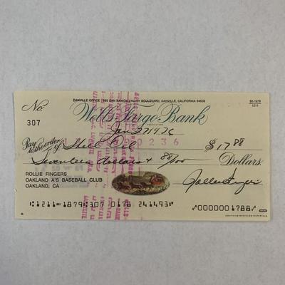Rollie Fingers signed check