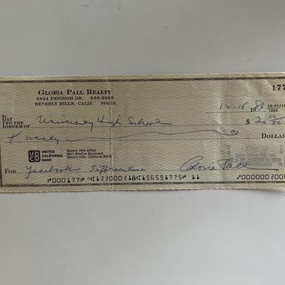 Gloria Pall signed check