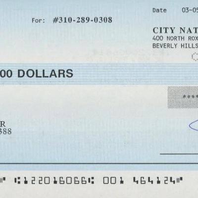 Sharon Stone signed check