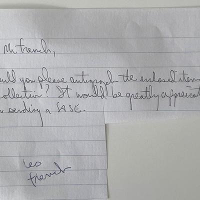 Les French signed note
