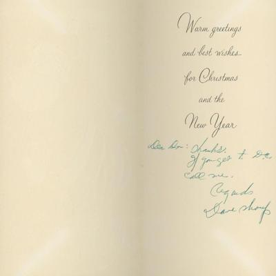 David Shoup signed Christmas card