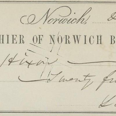 Lafayette Foster signed check- 1858