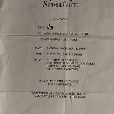 Forrest Gump "Wrap Party" invitation