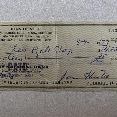 Joan Hunter signed check
