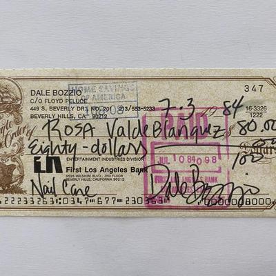 Dale Bozzio signed check