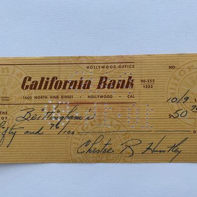 Chester Huntley signed check