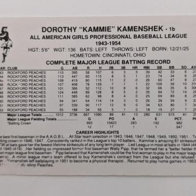 Dottie Kammie Kamenshek Signed Baseball Trading Card 