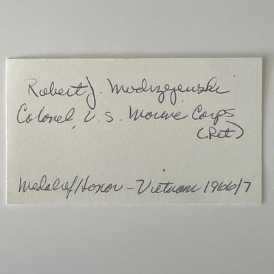 US Marine Robert Robert J. Modrzejewski autograph note