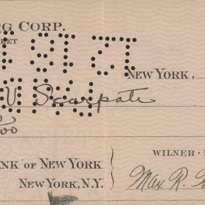 Max R. Wilner and Sigmund Romberg signed check