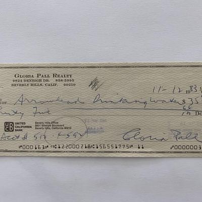 Gloria Pall signed check
