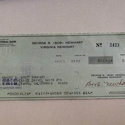 Bob Newhart signed check
